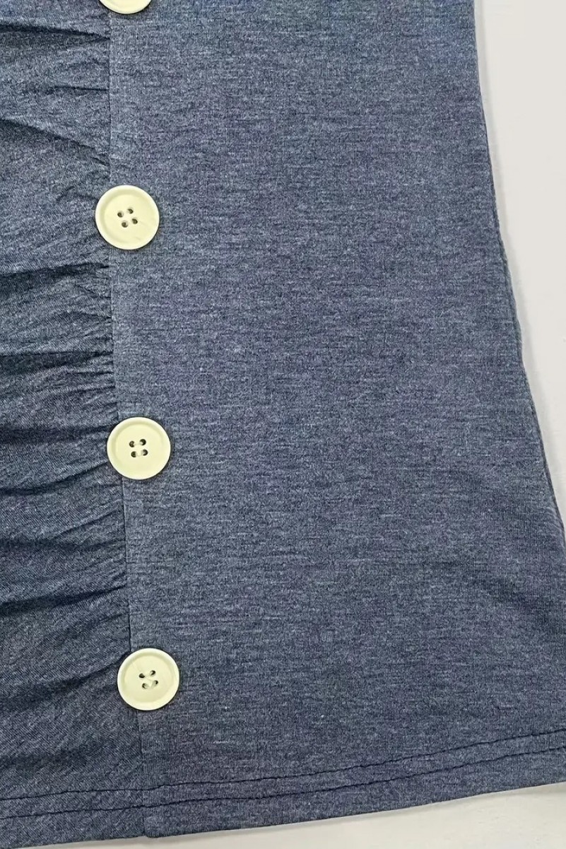 Button-Decor-Ruched-T-Shirt