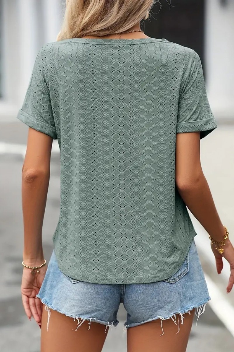 Eyelet-Crew-Neck-T-Shirt